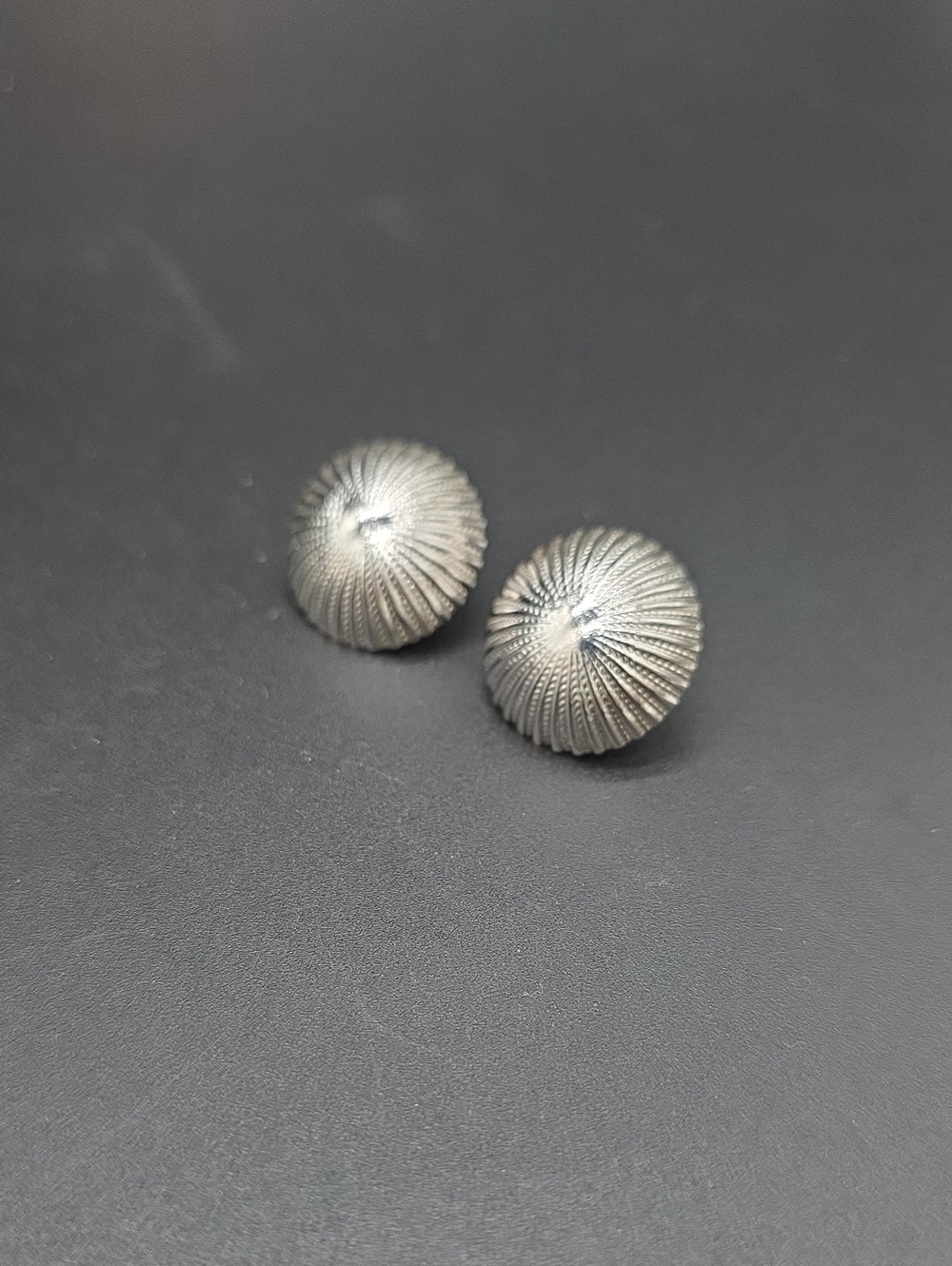 925 Sterling Button Textured Round Women’s Earrings